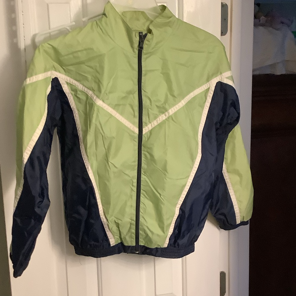 Green and Navy Windbreaker Jacket